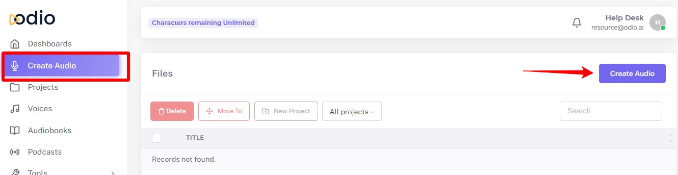 ODIO.AI - How to Create Audio
