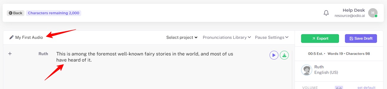 ODIO.AI - How to Create Audio